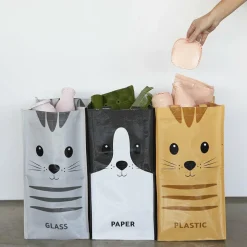 Balvi Afval recycletassen met kat (set van 3)