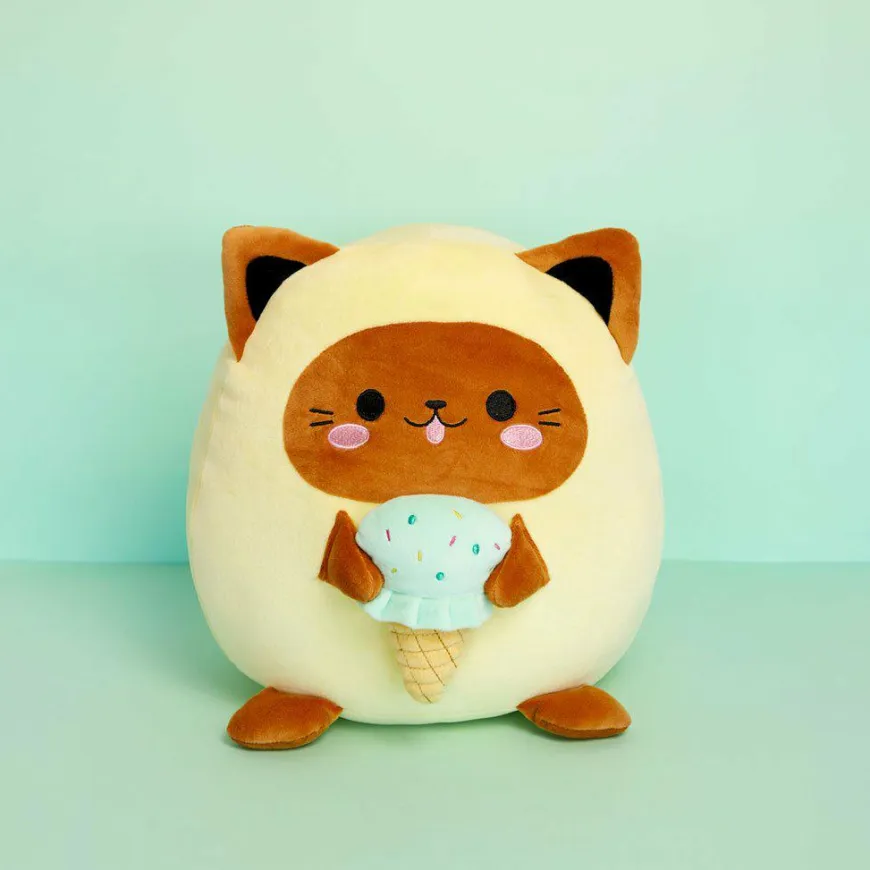 Balvi Katten kussen Fluffy Kawaii Minty Geel