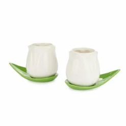 Balvi Koffiekopje Tulp wit - set van 2 kopjes met schotels