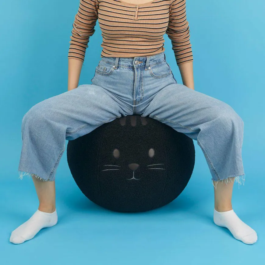 Balvi Poef Kitty zwart polyester