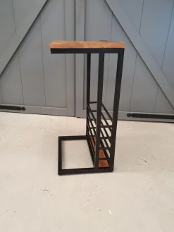 Benoa Bijzettafel industrieel sofa zwart met open vak