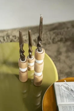 By Boo Kandelaar Belloa - beige - set van 3 kandelaren