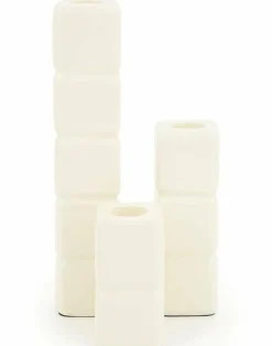 By Boo Set van 3 kandelaren Cube - beige