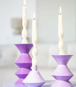 By Boo Set van 3 kandelaren Yack – lila