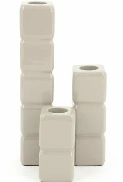 By Boo Set van 3 kandelaren Cube – taupe