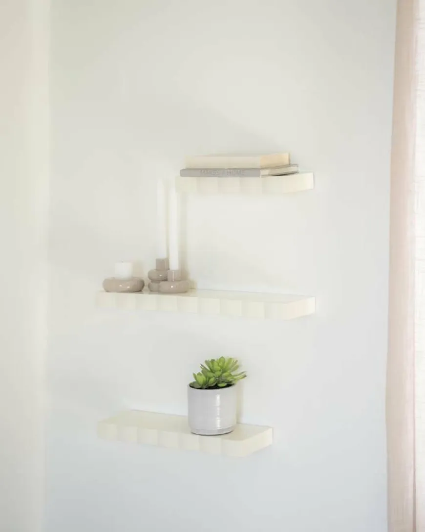 By Boo Wandplank Prinz set van 3 - beige