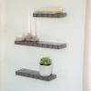 By Boo Wandplank Prinz set van 3- dark taupe