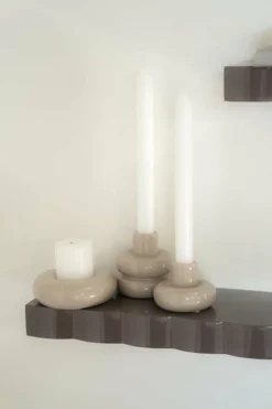 By Boo Wandplank Prinz set van 3- dark taupe
