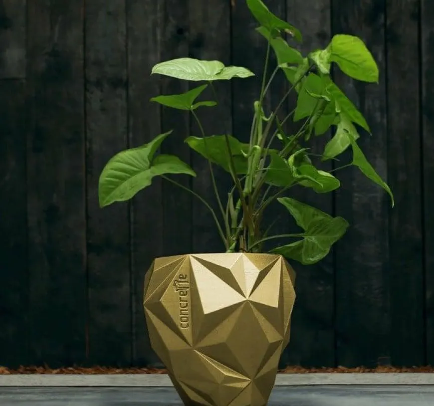 Candellana Bloempot beton Geometric 13 cm Classic Gold