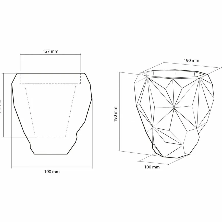 Candellana Bloempot beton Geometric 13 cm Classic Gold