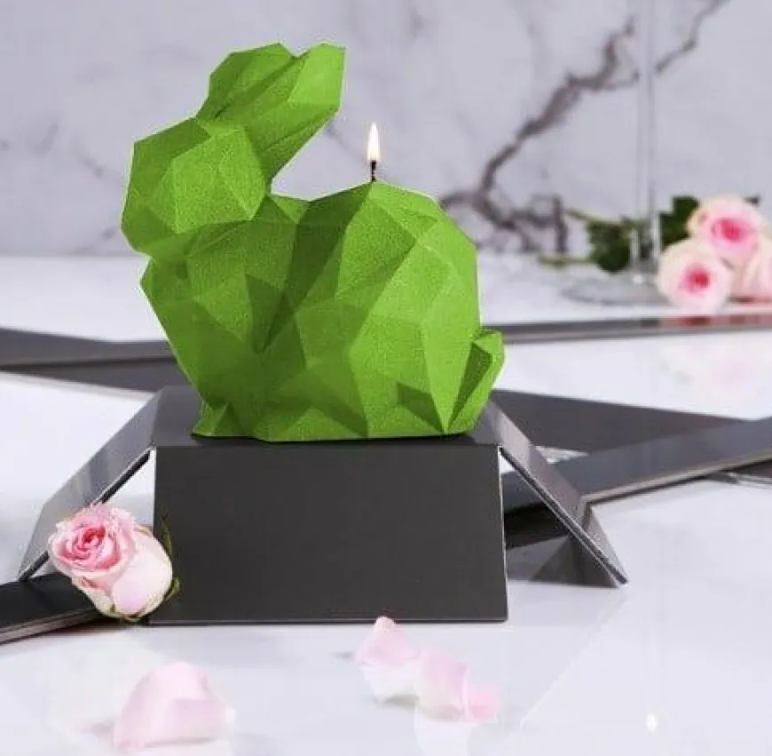 Candellana Kaars Konijn groot groen metallic