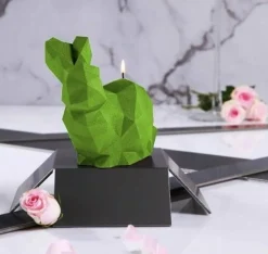 Candellana Kaars Konijn groot groen metallic