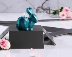 Candellana Kaars Konijn klein blauw metallic