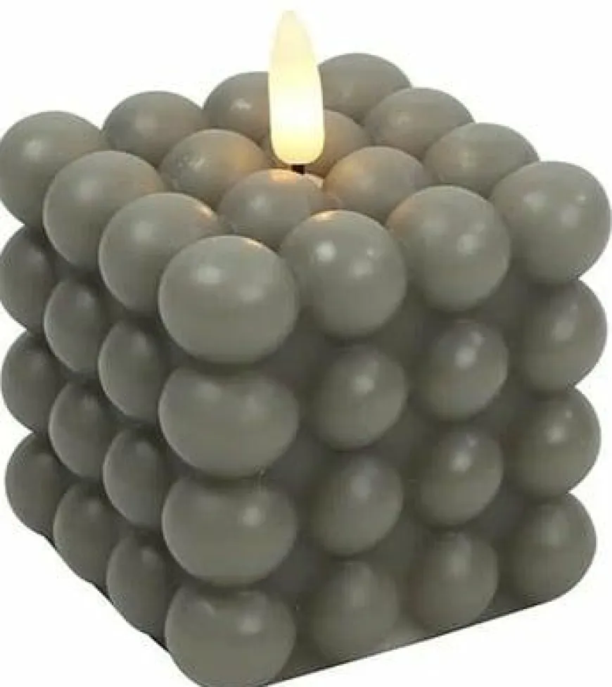 Countryfield Bolletjes kaars LED Lyon grijs M