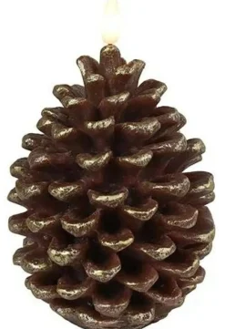 Countryfield Dennenappelkaars LED Lyon L bruin