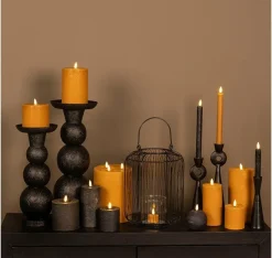 Countryfield Dinerkaars LED Diner rustiek amber met beweegbare vlam – 2 stuks