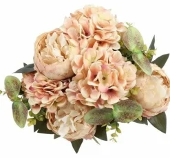 Countryfield Kunst boeket Peony Hydrangea 3x3 zalm-L35B35H47CM