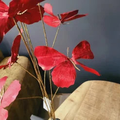 Countryfield Kunstdeco Vlinder Lush rood Set van 3 takken met 3 vlinders per tak