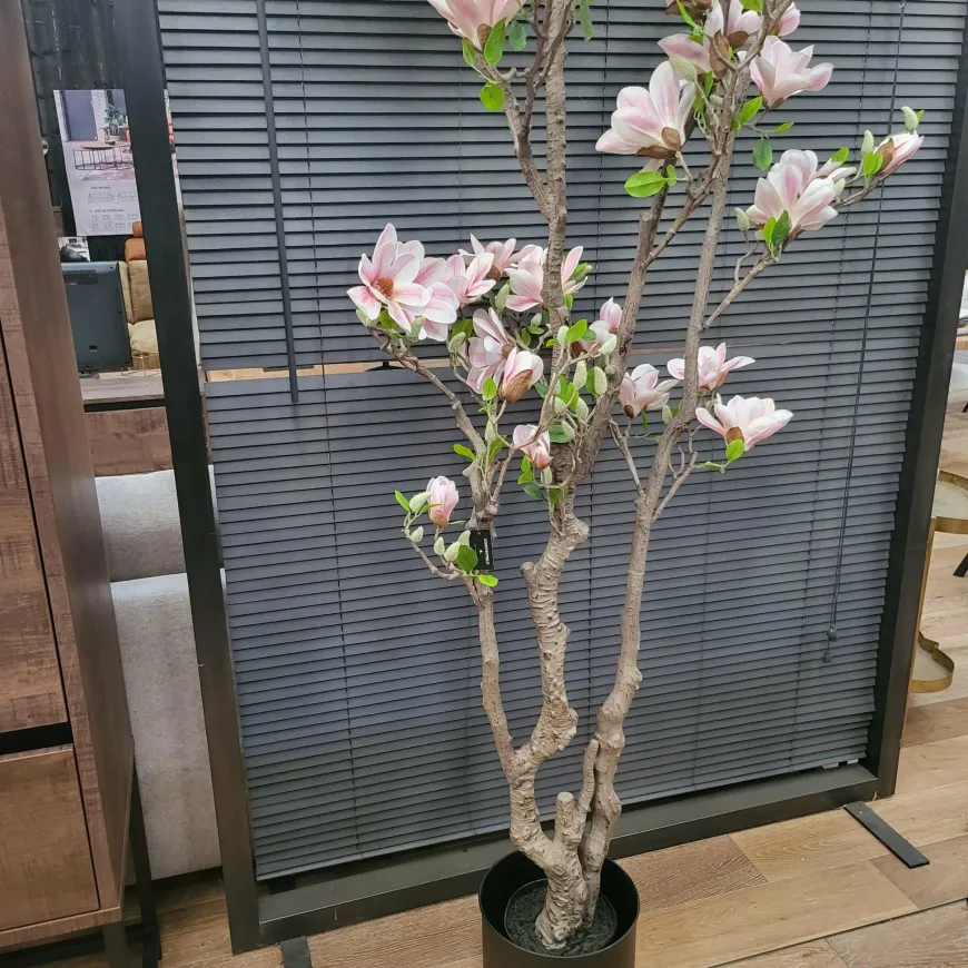 Countryfield Kunstplant Magnolia L roze / wit - 220 cm hoog