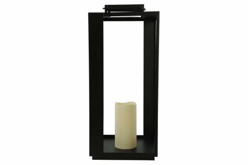 Countryfield Lantaarn met LED kaars Rennes zwart / wit outdoor L