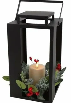 Countryfield Lantaarn met kaars LED Arles S zwart-L18,5B18,5H35CM