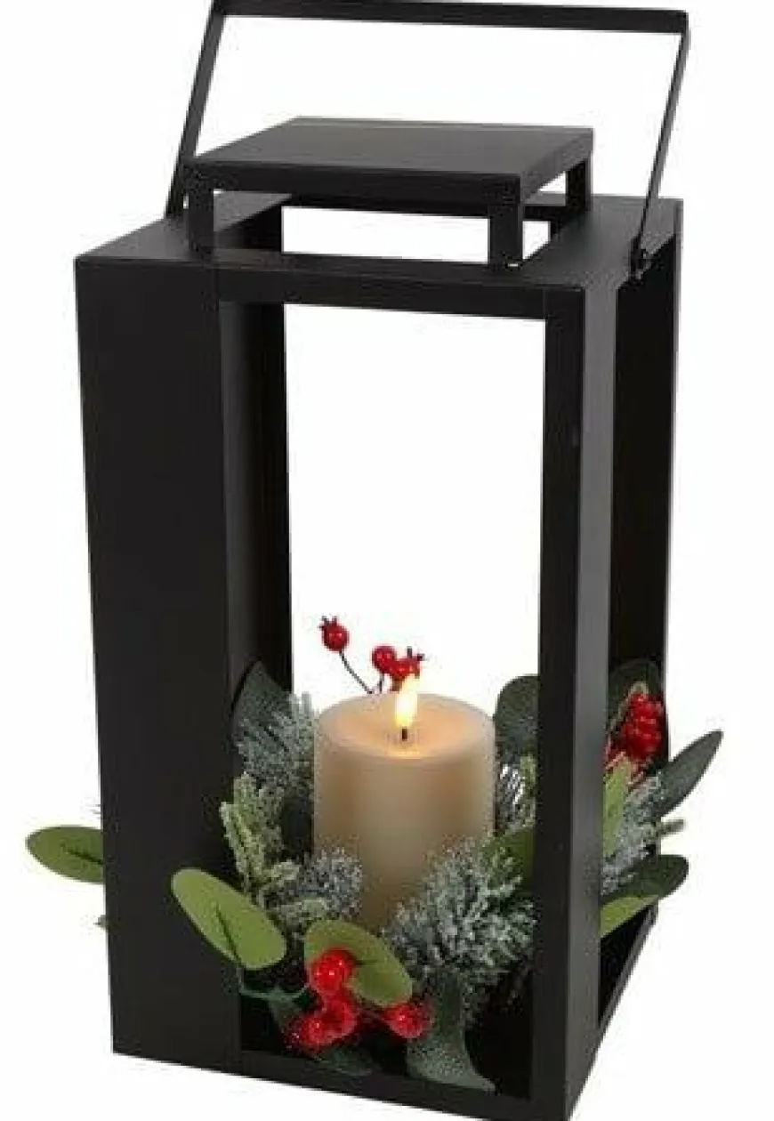 Countryfield Lantaarn met kaars LED Arles S zwart-L18,5B18,5H35CM