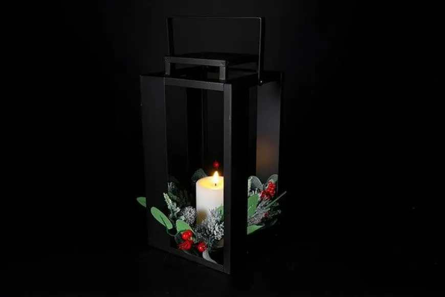 Countryfield Lantaarn met kaars LED Arles S zwart-L18,5B18,5H35CM