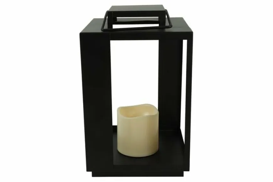 Countryfield Lantaarn met LED kaars Rennes zwart / wit outdoor S