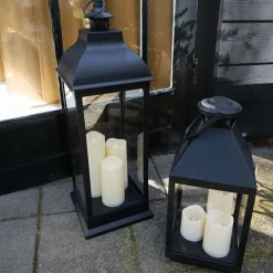 Countryfield Lantaarn met 3xLED kaars Toulon zwart / wit