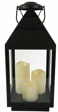 Countryfield Lantaarn met 3xLED kaars Toulon zwart / wit