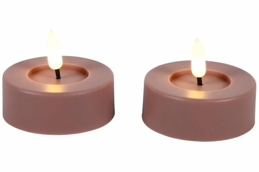 Countryfield Maxi theelicht Ø6,7CM LED Patio set van 2 roze