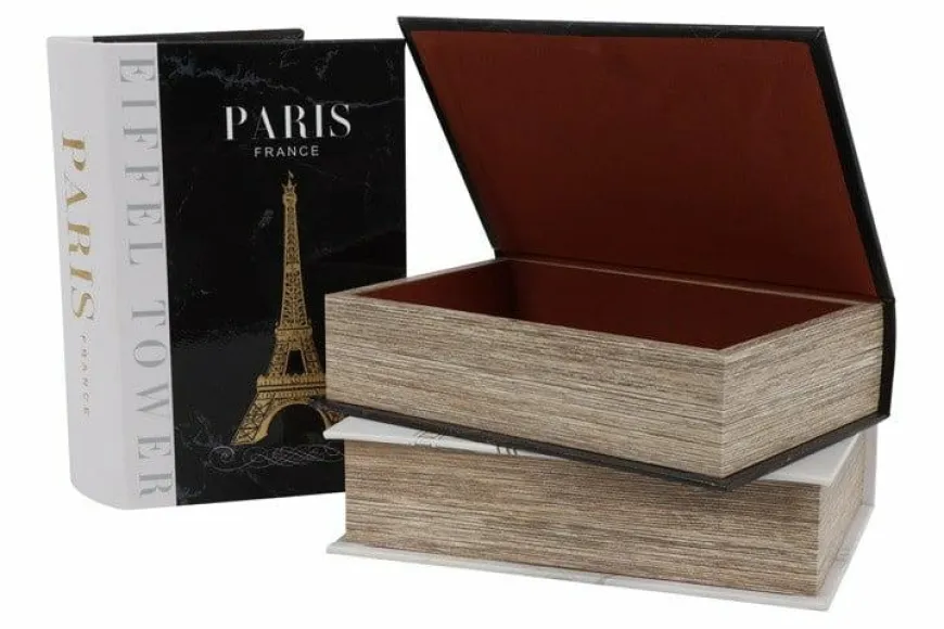 Countryfield Opbergbox Book New York,Paris,Londen set van 3 –L27B18H7CM