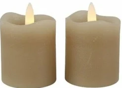 Countryfield Stompkaars rustiek Ø 5 cm Led Lyon beige set van 2