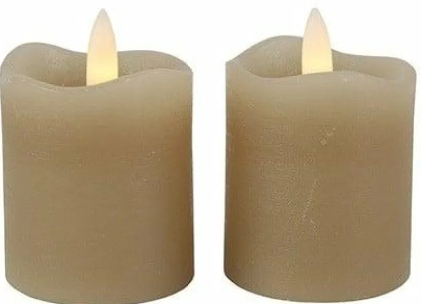 Countryfield Stompkaars rustiek Ø 5 cm Led Lyon beige set van 2