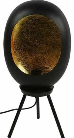 Countryfield Tafellamp E27 Eggy zwart/goud op pootjes