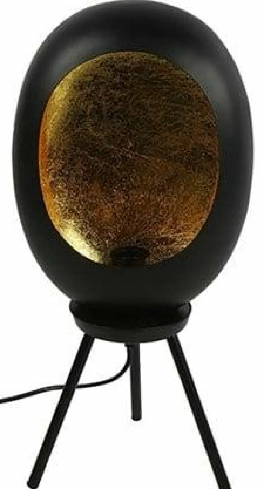 Countryfield Tafellamp E27 Eggy zwart/goud op pootjes