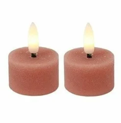 Countryfield Theelicht rustiek Ø4CM LED Lyon roze - set van 2