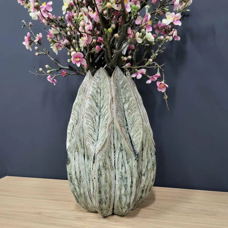 Countryfield Vaas Levi Leaf L groen - 23,5 x 23,5 x 37,5 cm