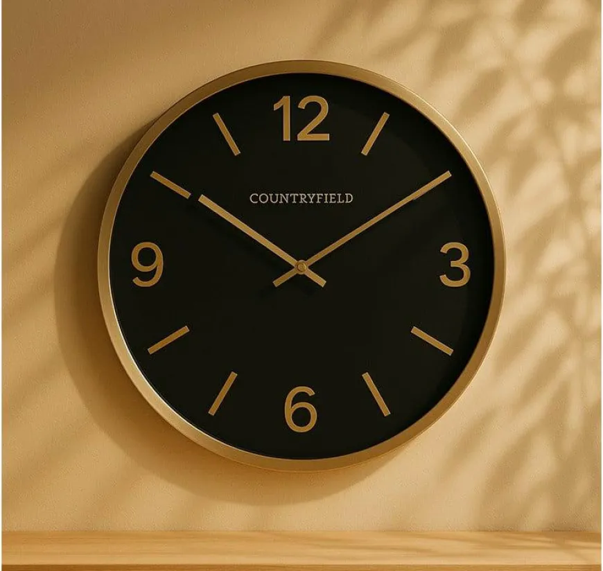 Countryfield Wandklok Copper M zwart / goud Ø 40 cm