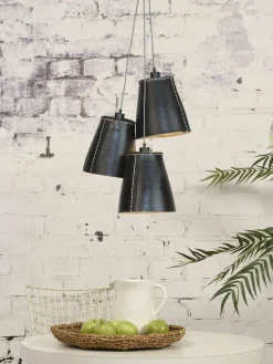 Good&Mojo Hanglamp Amazon recycled autoband met 3 kappen zwart L