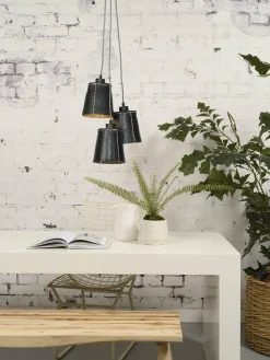 Good&Mojo Hanglamp Amazon recycled autoband met 3 kappen zwart S