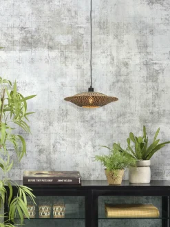 Good&Mojo Hanglamp Bali bamboe 44 x 12 cm zwart naturel S