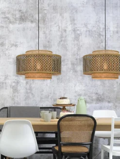 Good&Mojo Hanglamp Bhutan bamboe Ø 50 cm zwart naturel S