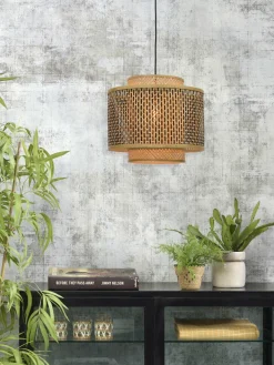 Good&Mojo Hanglamp Bhutan bamboe Ø 40 cm zwart naturel S