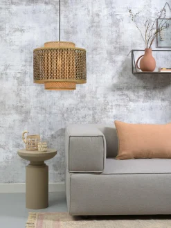 Good&Mojo Hanglamp Bhutan bamboe Ø 40 cm zwart naturel S