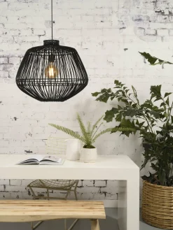 Good&Mojo Hanglamp Madagascar rotan dia.60xh.50cm zwart