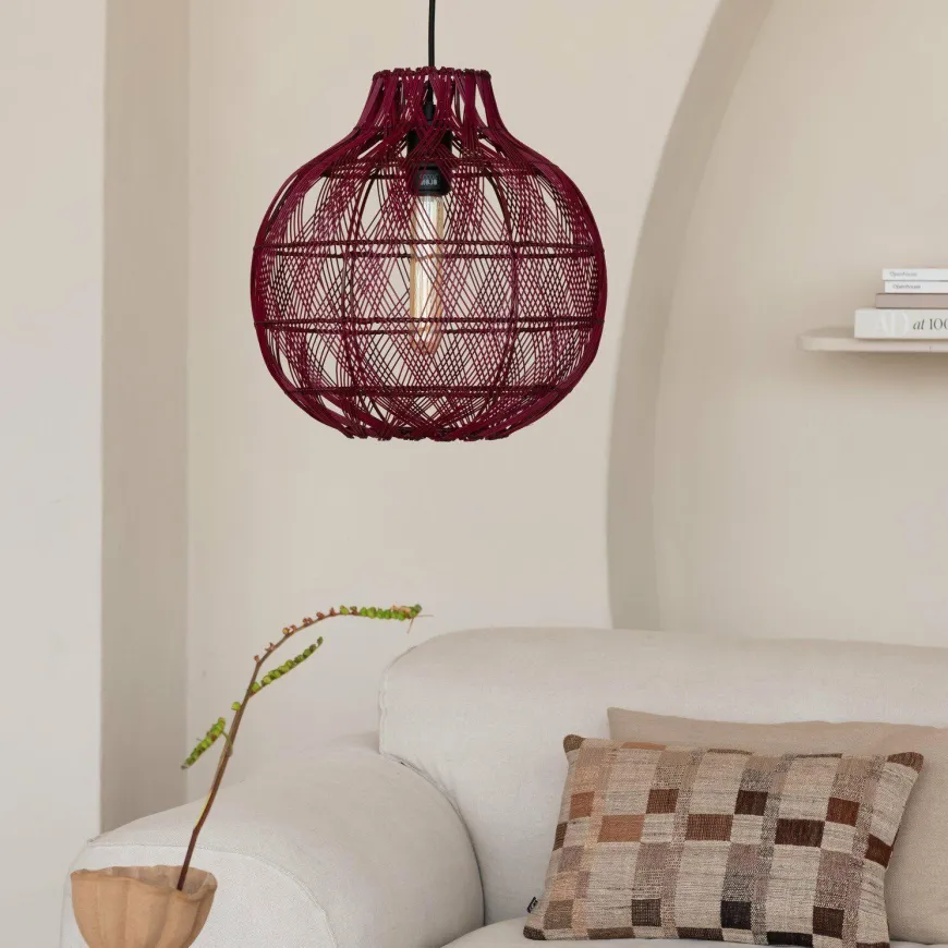 Good&Mojo Hanglamp Mendoza bamboe ø35xh.35cm burgundy S