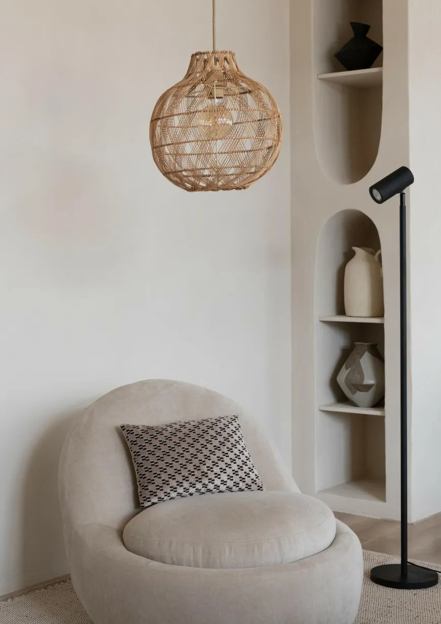 Good&Mojo Hanglamp Mendoza bamboe/kap ø35xh.35cm naturel. S