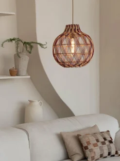 Good&Mojo Hanglamp Mendoza bamboe/kap ø35xh.35cm nat/burgundy. S