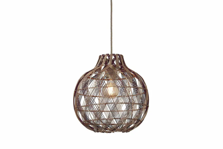 Good&Mojo Hanglamp Mendoza bamboe/kap ø35xh.35cm nat/burgundy. S